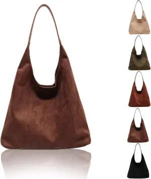 Suede Hobo Bags for Women Leather Suede Slouchy Tote Bag Brown Suede Bag Suede Shoulder Bag Suede Handbags