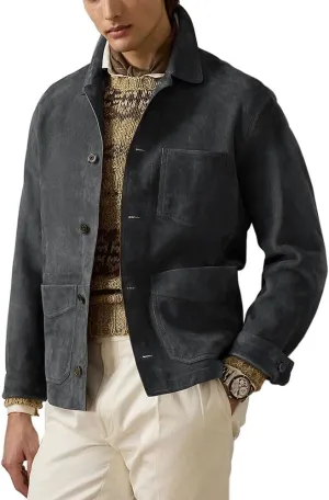 Suede Leather Jacket Men – Real Lambskin Suede Casual Leather Jackets For Men - Mens Suede Jacket