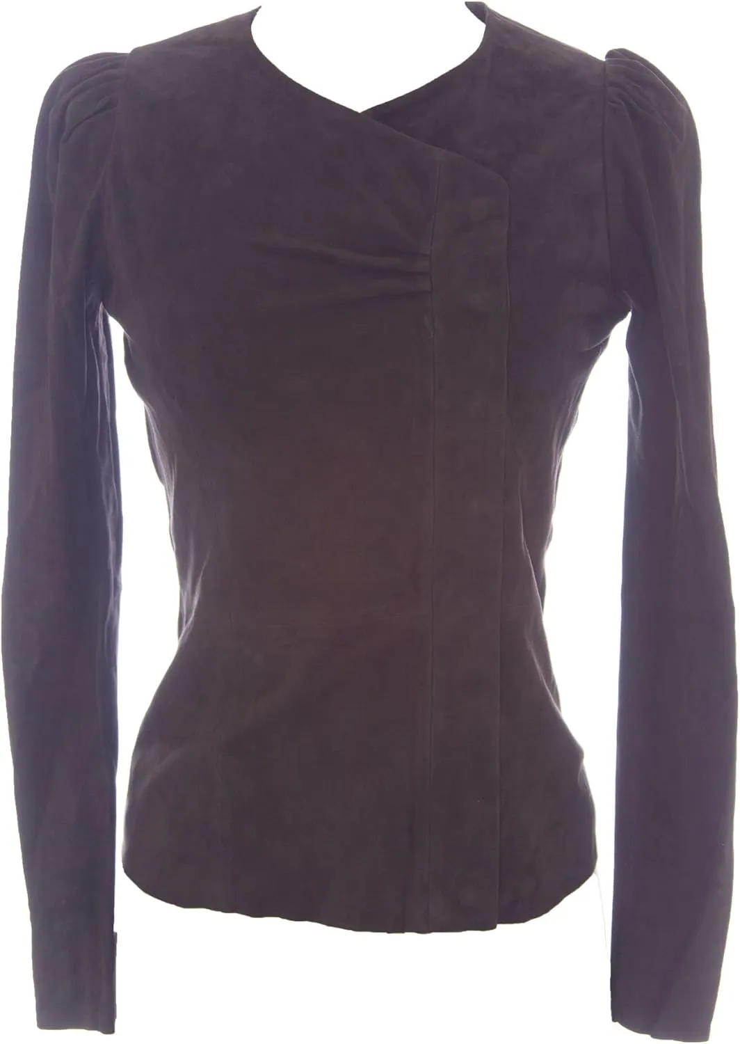 Suede Leather Jacket w/Button Cuffs Sage