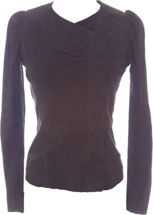 Suede Leather Jacket w/Button Cuffs Sage