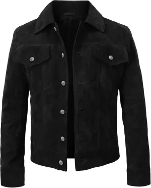 Suede Leather Trucker Jacket Men - Mens Western Style Cowboy Suede Leather Coat - Vintage Motorcycle Jacket