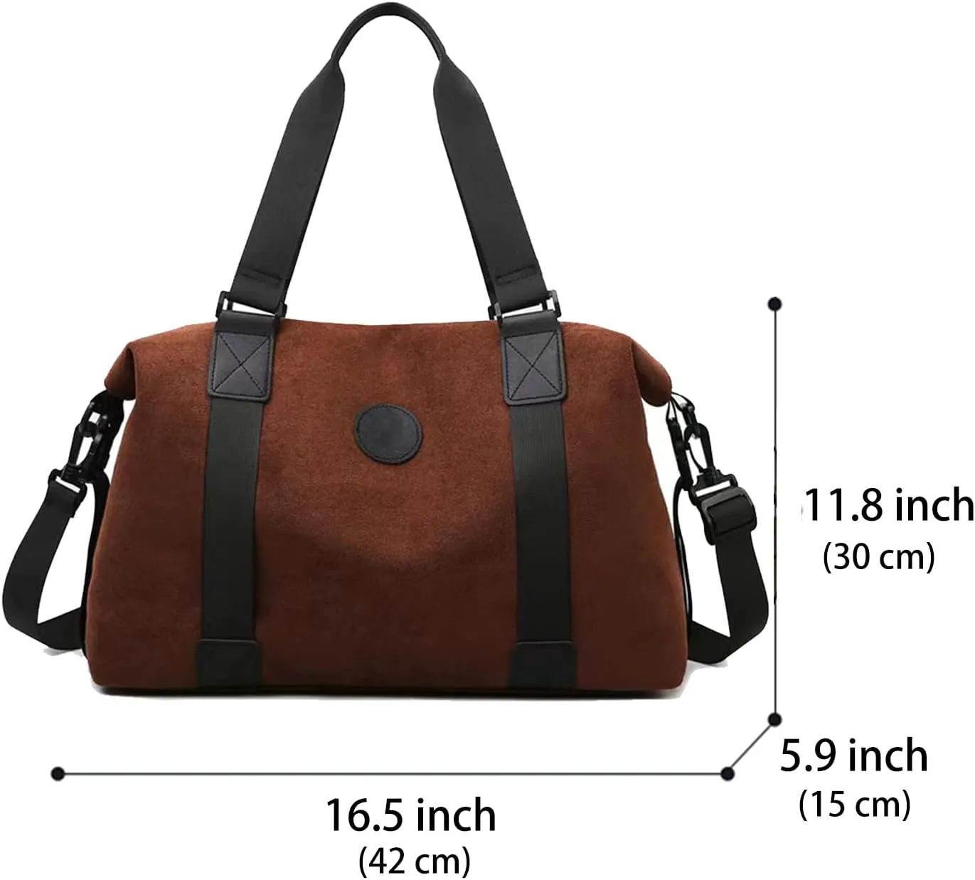 Suede Lightweight Weekender Bag Faux Suede Traveling Handbag for Gym Holiday Overnight Bag with Toiletry Handbag