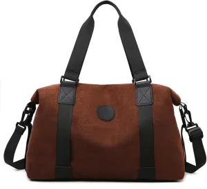 Suede Lightweight Weekender Bag Faux Suede Traveling Handbag for Gym Holiday Overnight Bag with Toiletry Handbag