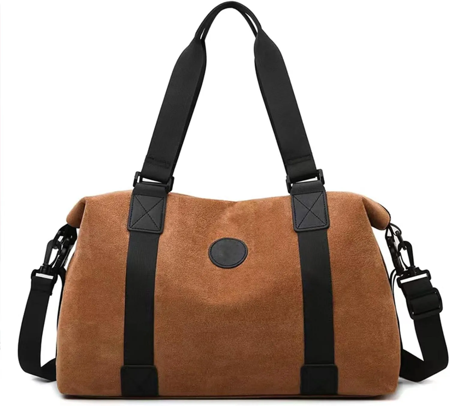 Suede Lightweight Weekender Bag Faux Suede Traveling Handbag for Gym Holiday Overnight Bag with Toiletry Handbag