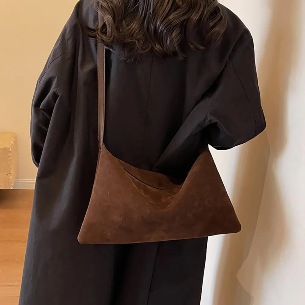 Suede Slouchy Shoulder Bag for Women,Suede Purse for Women Small Hobo Bags Ladies Clutch with Adjustable Strap