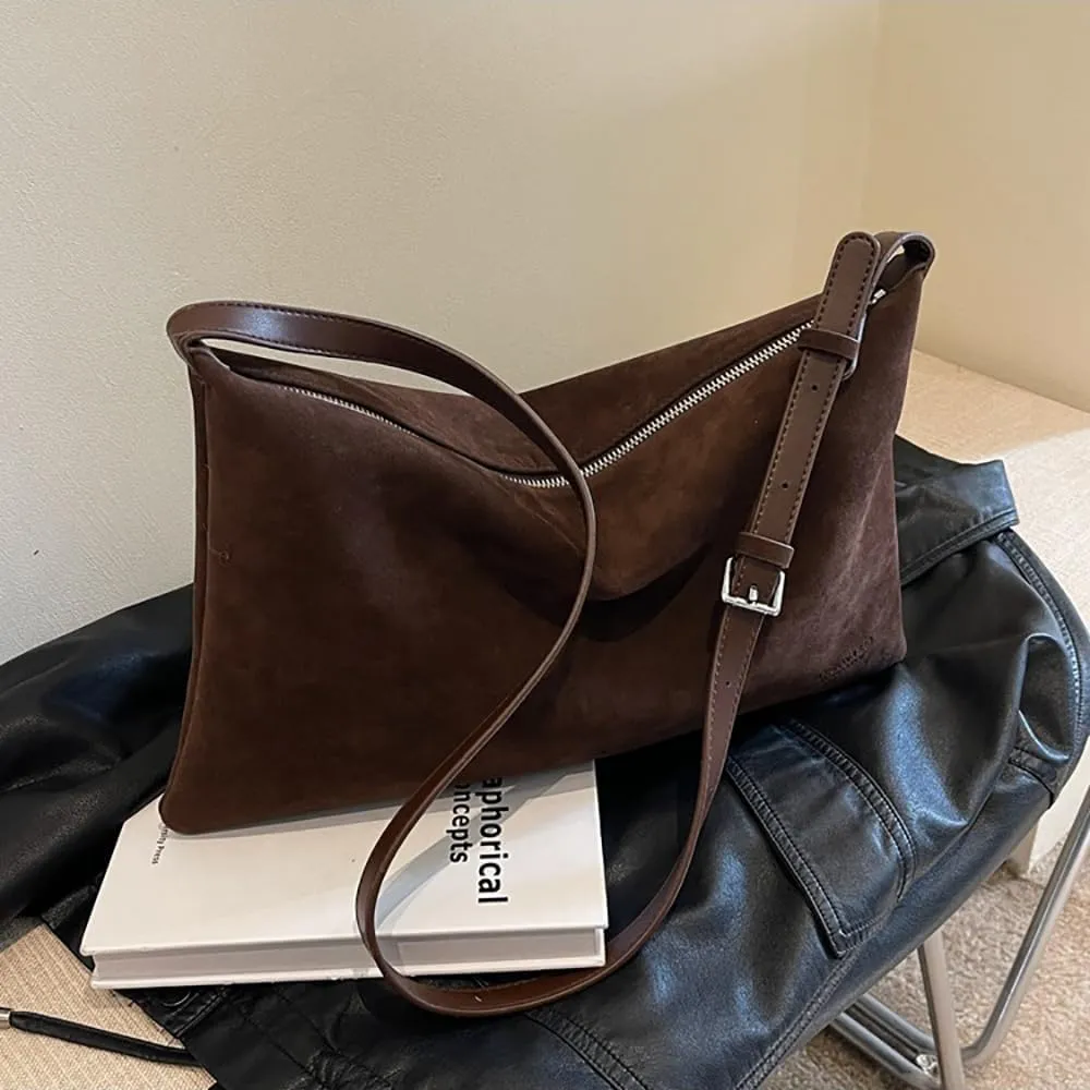 Suede Slouchy Shoulder Bag for Women,Suede Purse for Women Small Hobo Bags Ladies Clutch with Adjustable Strap