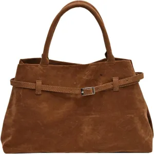 Suede Tote Bag for Women, Brown Suede Handbag Slouchy Hobo Bag Leather Purse Fall Winter Work Bag