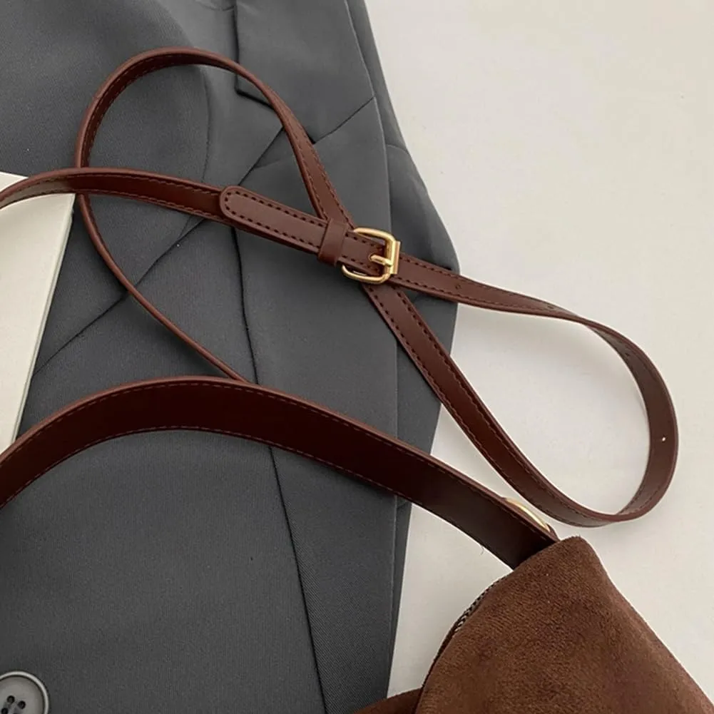 Suede Tote Bag for Women, Crescent Shoulder Bags Large Capacity Handbag Hobo Bag Autumn Leisure Lazy Crossbody Bag