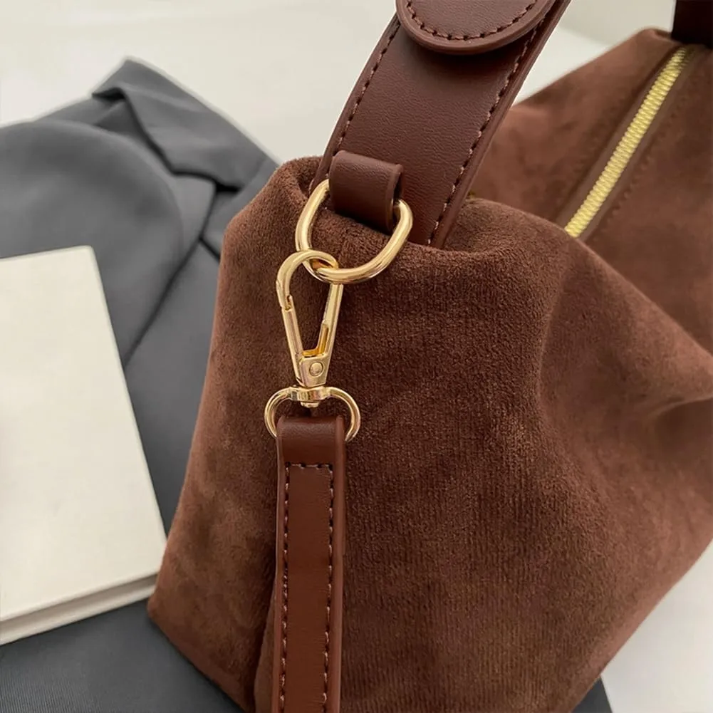 Suede Tote Bag for Women, Crescent Shoulder Bags Large Capacity Handbag Hobo Bag Autumn Leisure Lazy Crossbody Bag