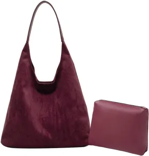 Suede Tote Bag for Women, Large Capacity Work Handbag, Stylish Hobo Shoulder Purse for Daily Use