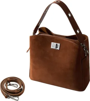 Suede Tote Bag for Women,Brown Suede Handbag,Suede Bags for Women with 4 Pockets