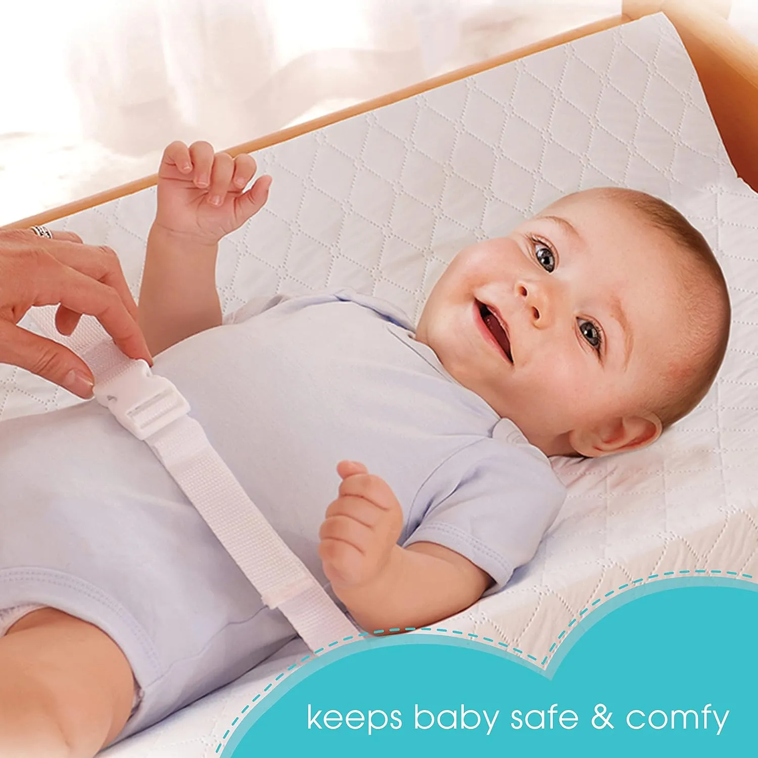 Summer Infant Contoured Changing Pad – Includes Waterproof Changing Liner and Safety Fastening Strap with Quick-Release Buckle