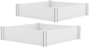 Suncast 4' x 4' Outdoor Resin Raised Garden Bed Kit, White (Pack of 2)