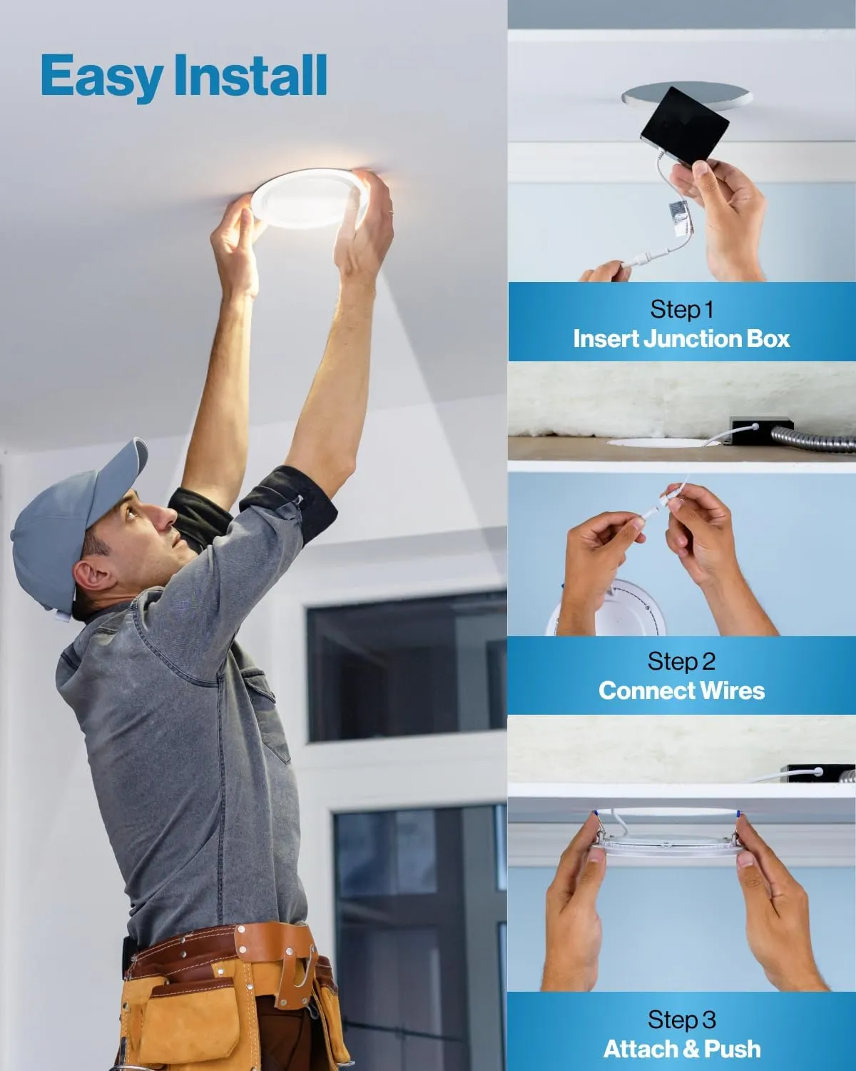 Sunco 12 Pack 6 Inch LED Recessed Light, Ceiling Canless Recessed Lights, Baffle Trim Ultra Thin, 850 LM, 14W, 5000K Daylight, Dimmable, Wafer Thin with Junction Box