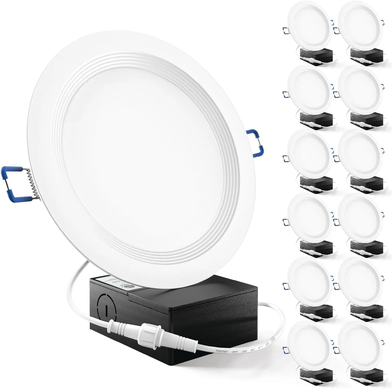 Sunco 12 Pack 6 Inch LED Recessed Light, Ceiling Canless Recessed Lights, Baffle Trim Ultra Thin, 850 LM, 14W, 5000K Daylight, Dimmable, Wafer Thin with Junction Box