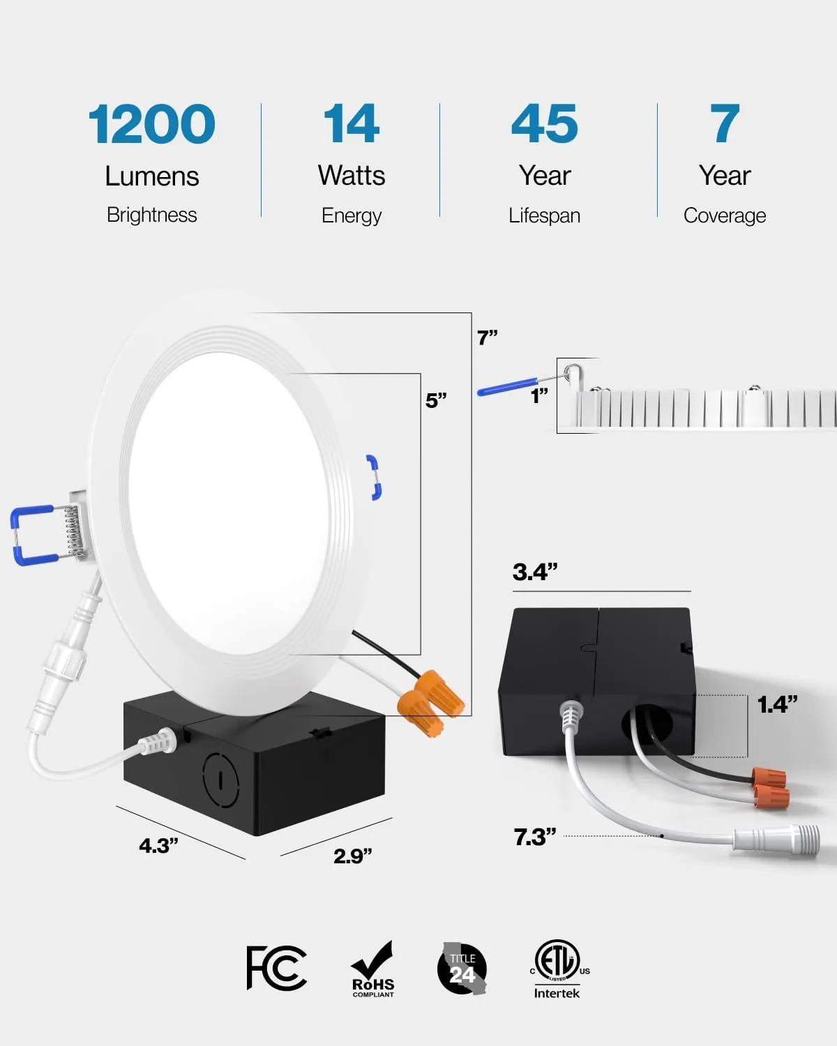 Sunco 12 Pack 6 Inch LED Recessed Light, Ceiling Canless Recessed Lights, Baffle Trim Ultra Thin, 850 LM, 14W, 5000K Daylight, Dimmable, Wafer Thin with Junction Box