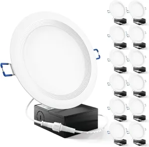 Sunco 12 Pack 6 Inch LED Recessed Light, Ceiling Canless Recessed Lights, Baffle Trim Ultra Thin, 850 LM, 14W, 5000K Daylight, Dimmable, Wafer Thin with Junction Box