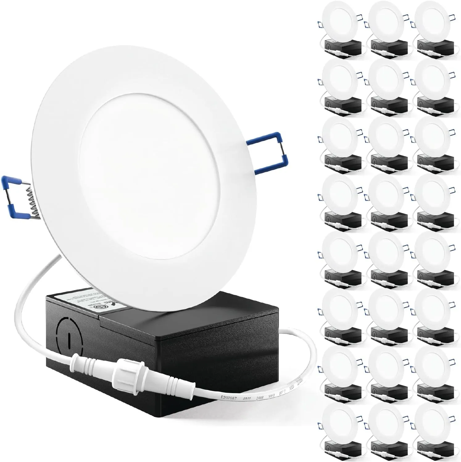 Sunco 24 Pack 4 Inch LED Recessed Lights, Slim Canless Ceiling Lighting, 650 LM, 10W (60W Equivalent), 3000K Warm White, Dimmable, Wafer Thin, Ultra Thin with Junction Box ETL.