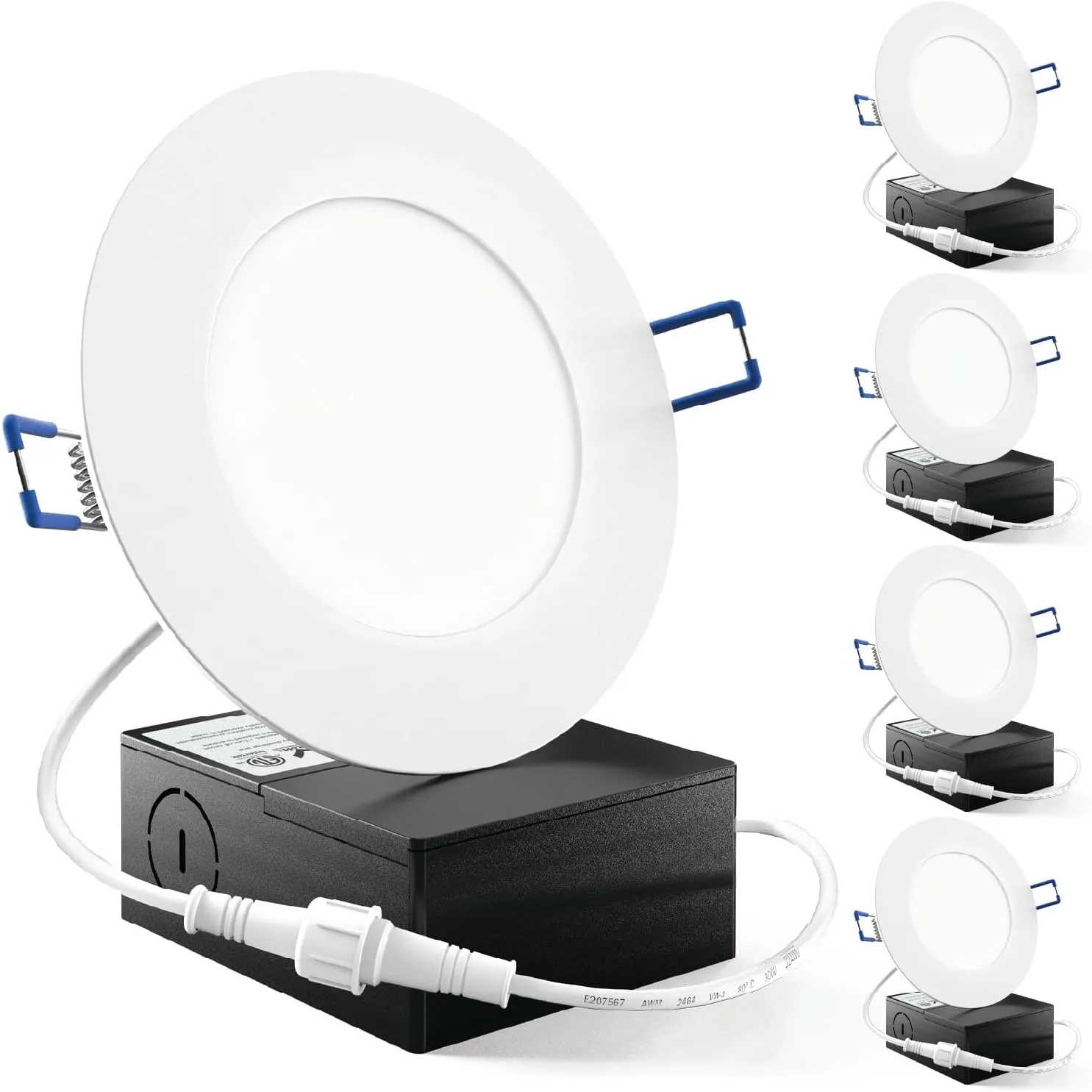 Sunco 4 Inch LED Recessed Lights, Slim Canless Ceiling Lighting, 650 LM, 10W (60W Equivalent), 6000K Daylight Deluxe, Dimmable, Wafer Thin, Ultra Thin with Junction Box ETL 4 Pack