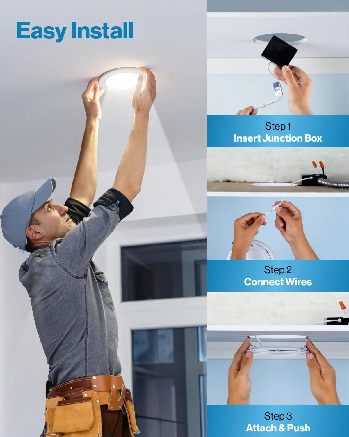 Sunco 4 Pack 6 Inch Ultra Thin LED Recessed Ceiling Lights Slim, 5000K Daylight, Dimmable, 14W=100W, Wafer Thin, Canless with Junction Box - ETL.