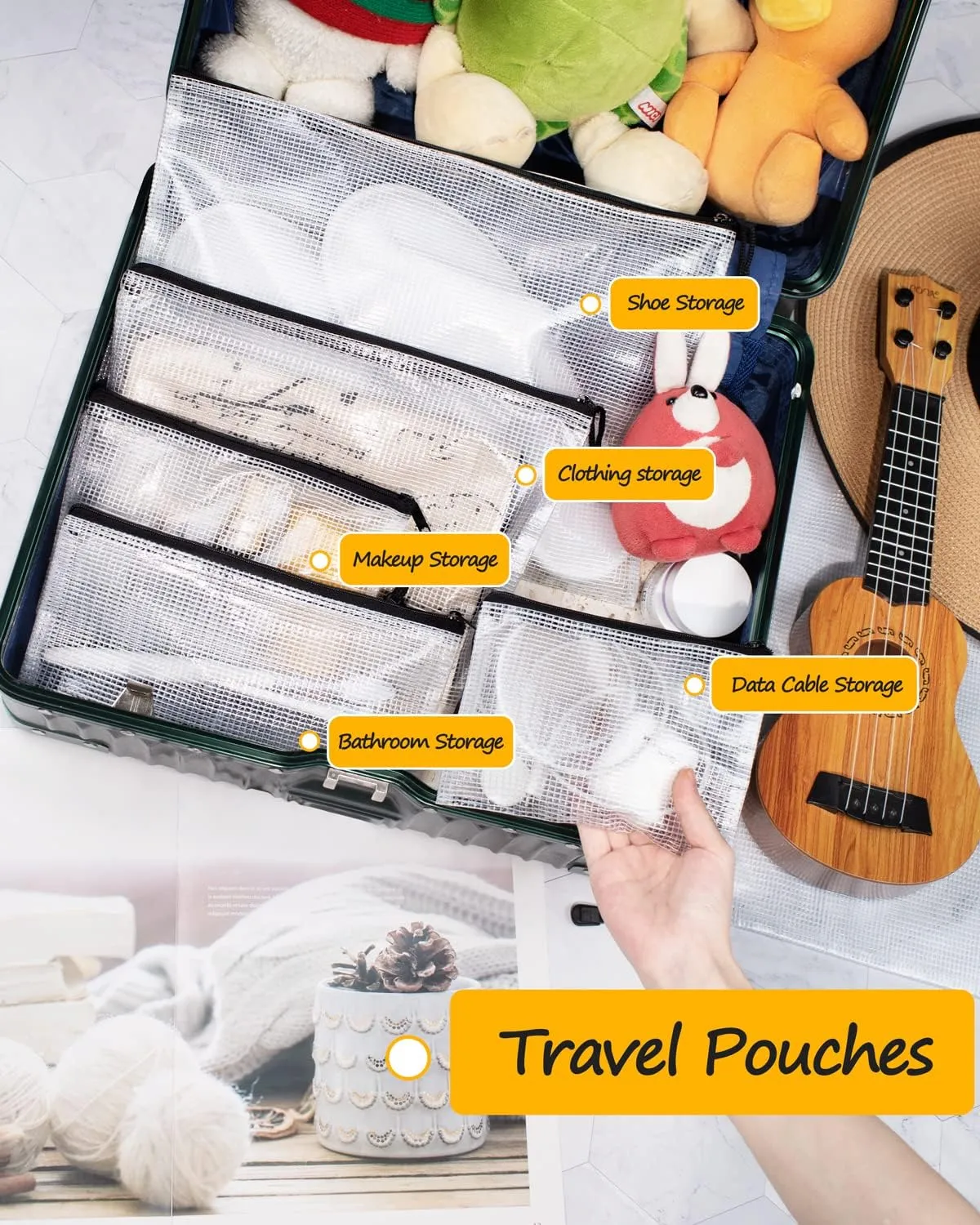 SUNEE Plastic Pencil Pouch 4x9 in (Black, 18 Packs), Small Storage Bags, Plastic Zip File Bags, for School Office Travel Storage