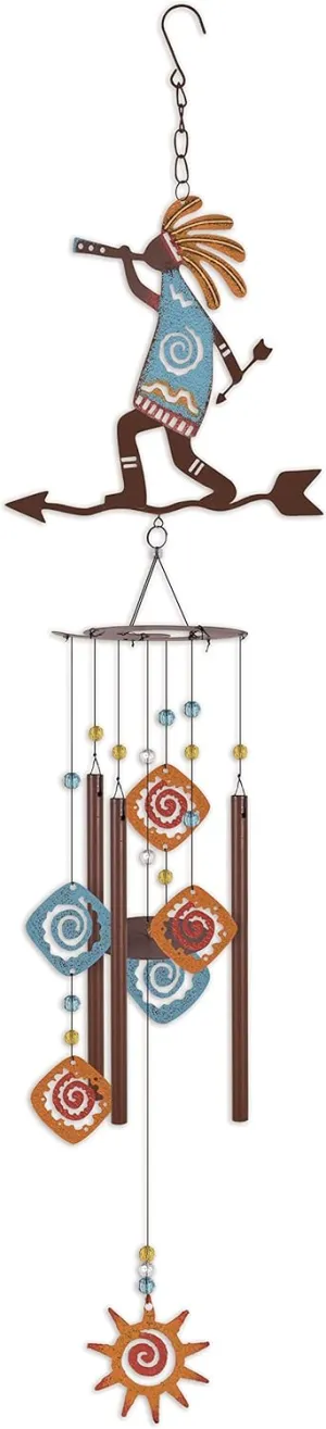 Sunset Vista Designs Southwest Collection - 37-Inch Rustic Metal Wind Chime, Kokopelli