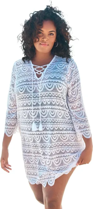 Swim 365 Women's Plus Size Scallop Lace Cover Up
