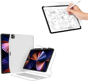 SWITCHEASY SwitchEasy CoverBuddy iPad Pro 11" & Air 10.9" Case - Compatible with Magic Keyboard & Smart Keyboard Folio - White, Bundle with Like Paper iPad Pro Screen Protector