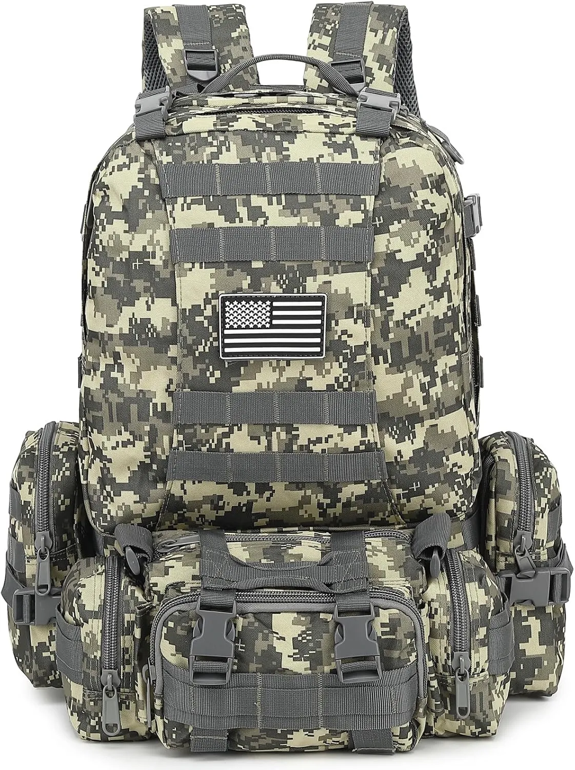 Tactical Backpack for Men Women, Large Waterproof Military Backpack Detachable Molle Backpack Army Assault Pack (ACU Camo)