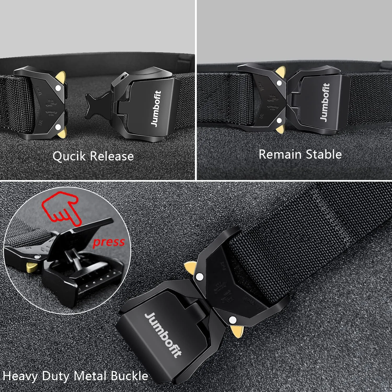 Tactical Belt for Men and Women, Military Work Belt Nylon with Quick-Release Buckle, Gift with Molle Pouch & Clip