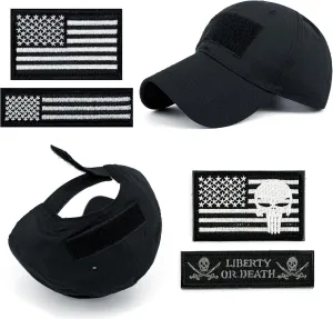 Tactical Military Mens Camo Baseball Hat with American Flag Skull Embroidery Patches for Hunting Women Patriotic Cap