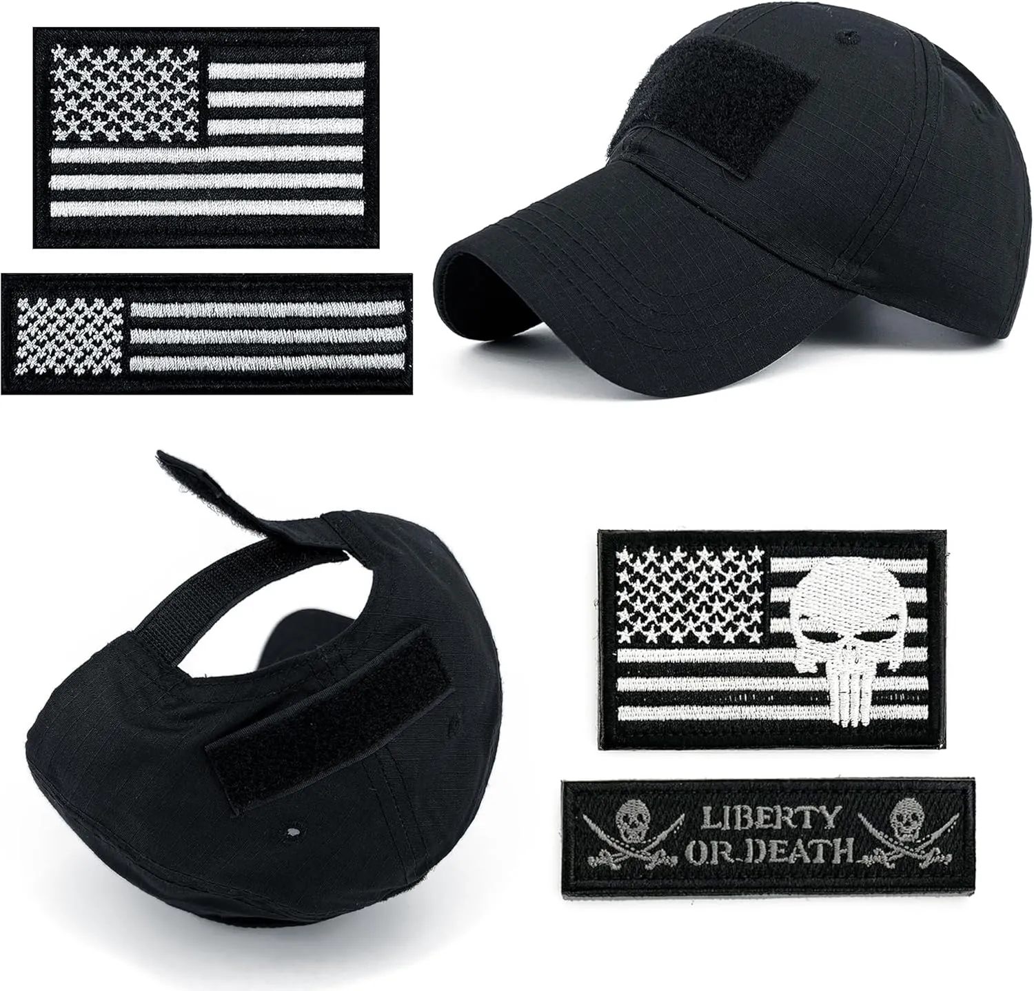 Tactical Military Mens Camo Baseball Hat with American Flag Skull Embroidery Patches for Hunting Women Patriotic Cap