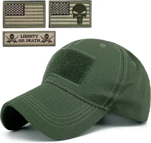 Tactical Military Mens Camo Baseball Hat with American Flag Skull Patch Patriotic Operator Camouflage Cap for Women