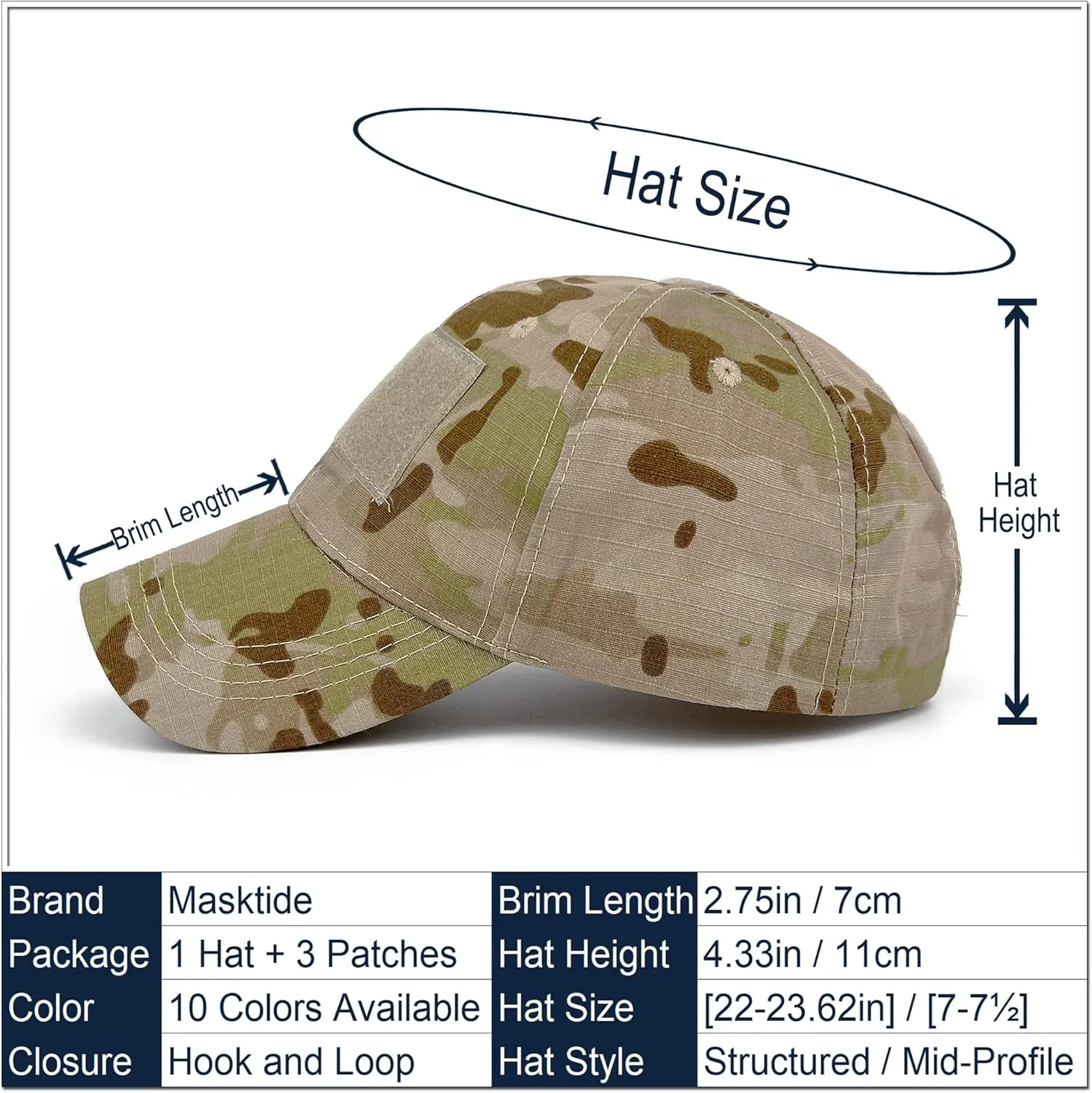 Tactical Military Mens Camo Baseball Hat with American Flag Skull Patch Patriotic Operator Camouflage Cap for Women