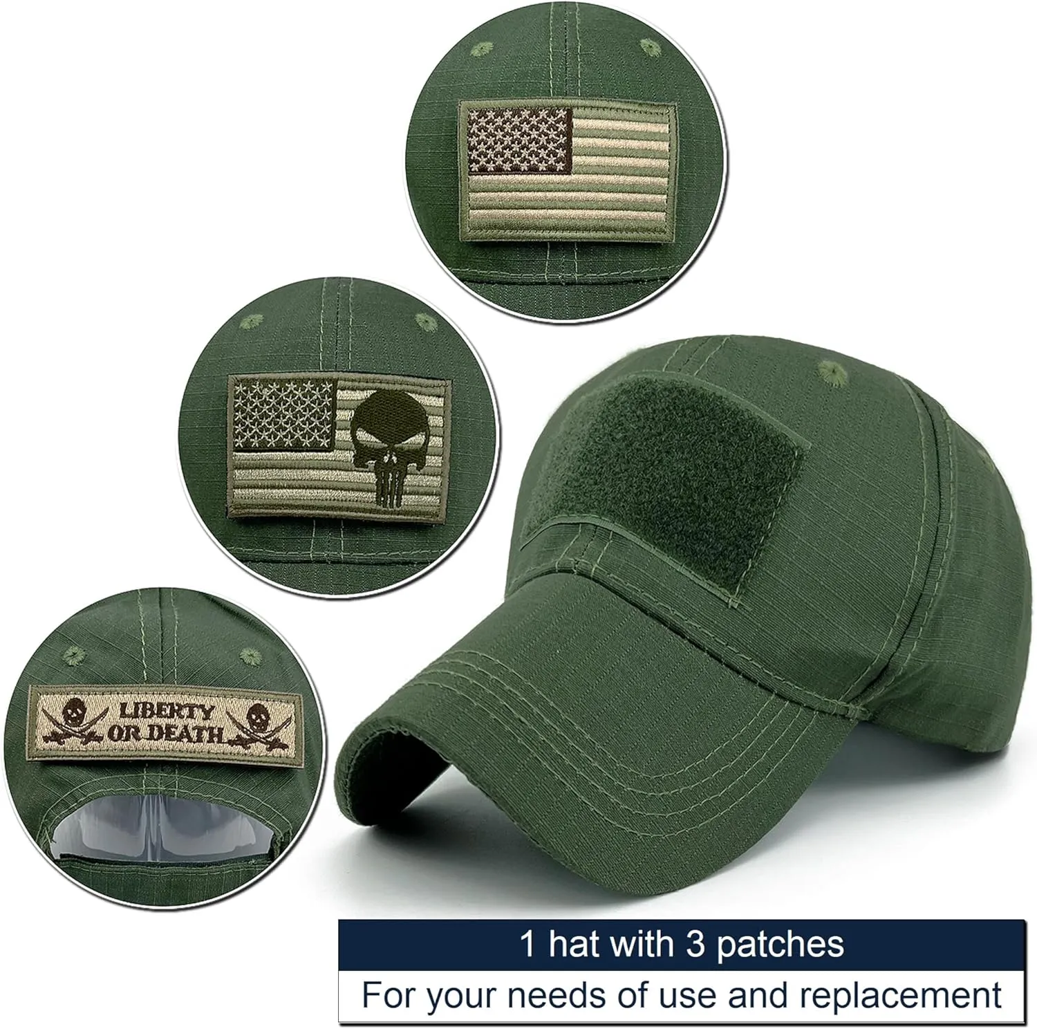 Tactical Military Mens Camo Baseball Hat with American Flag Skull Patch Patriotic Operator Camouflage Cap for Women