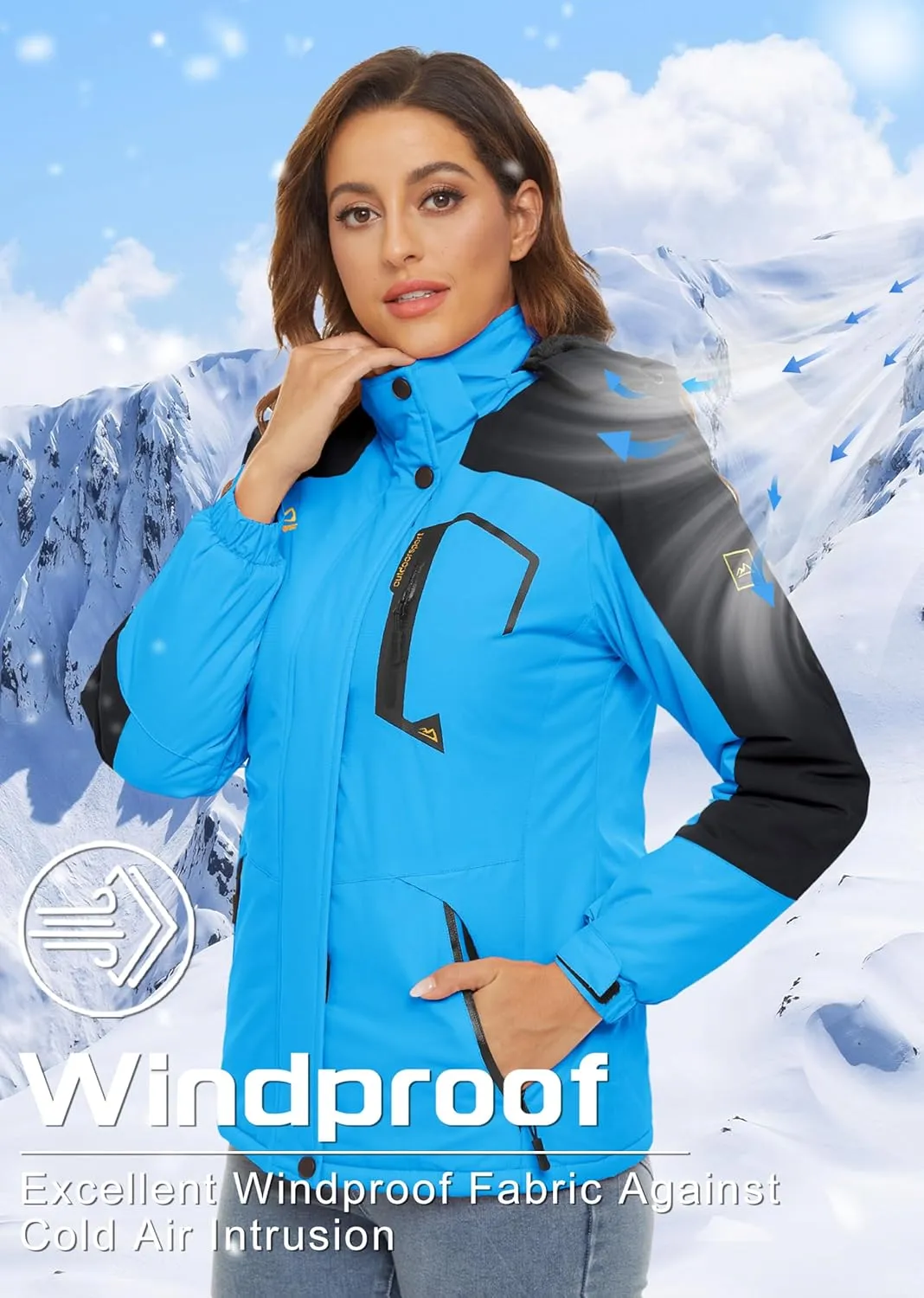 TACVASEN Women's Winter Jacket Waterproof Ski Jacket Hooded Fleece Lined Warm Snow Coat Mountain Windproof Rain Windbreaker