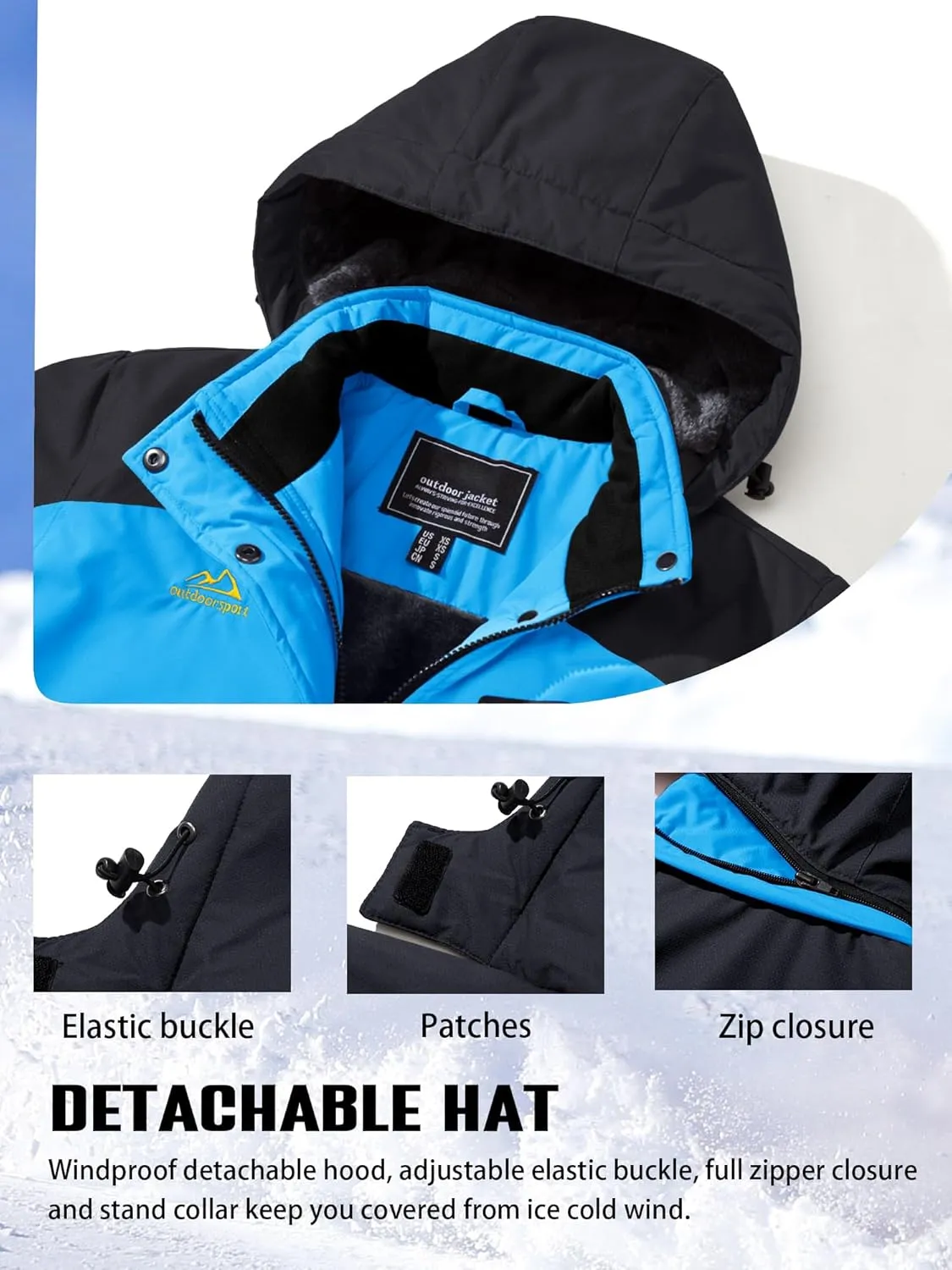 TACVASEN Women's Winter Jacket Waterproof Ski Jacket Hooded Fleece Lined Warm Snow Coat Mountain Windproof Rain Windbreaker