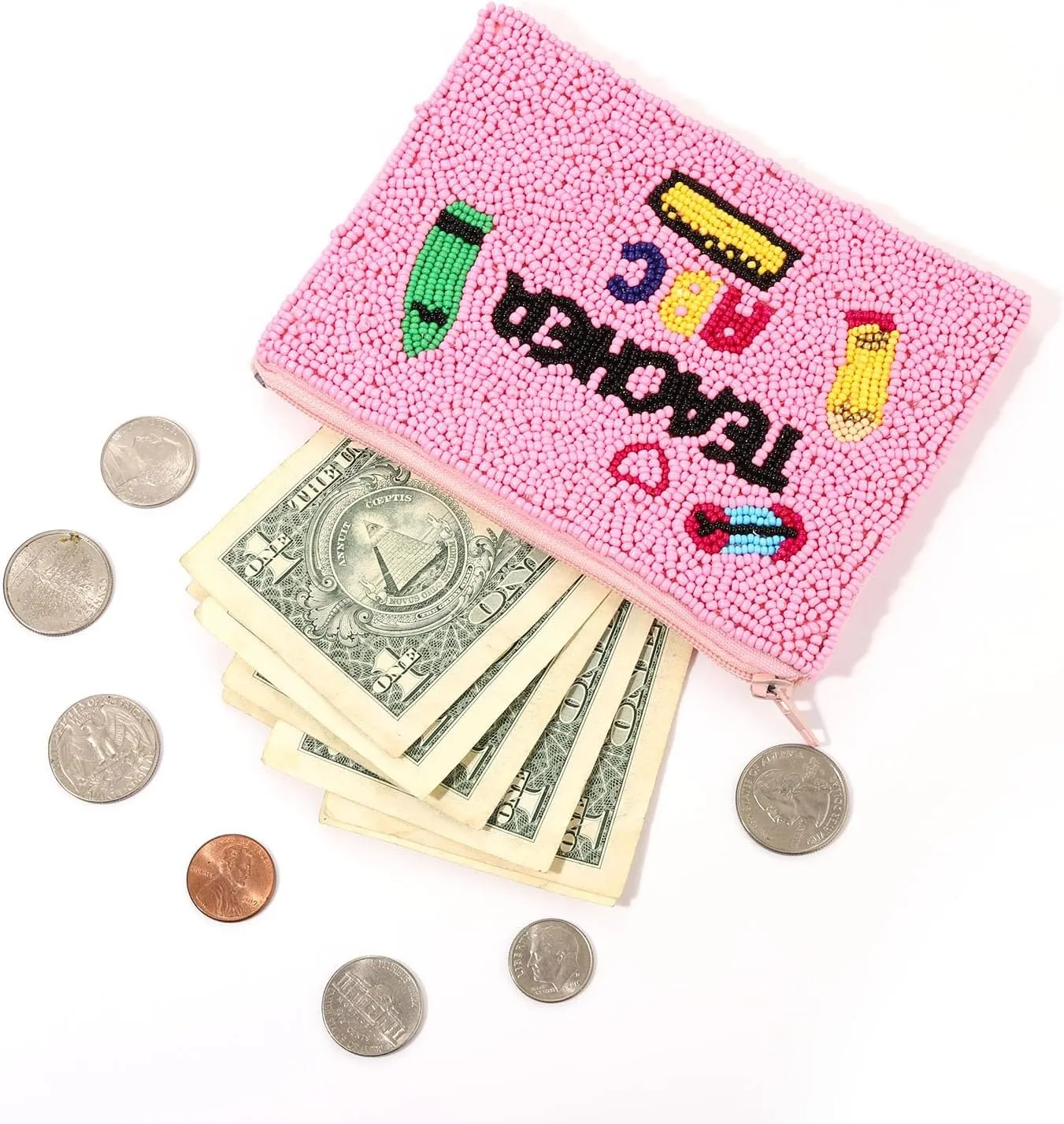 Teacher Coin Purse Beaded YOU GOT THIS Coin Purse for Women Back to School Coin Pouch Small Change Purse Wallet Teacher Appreciation Gifts
