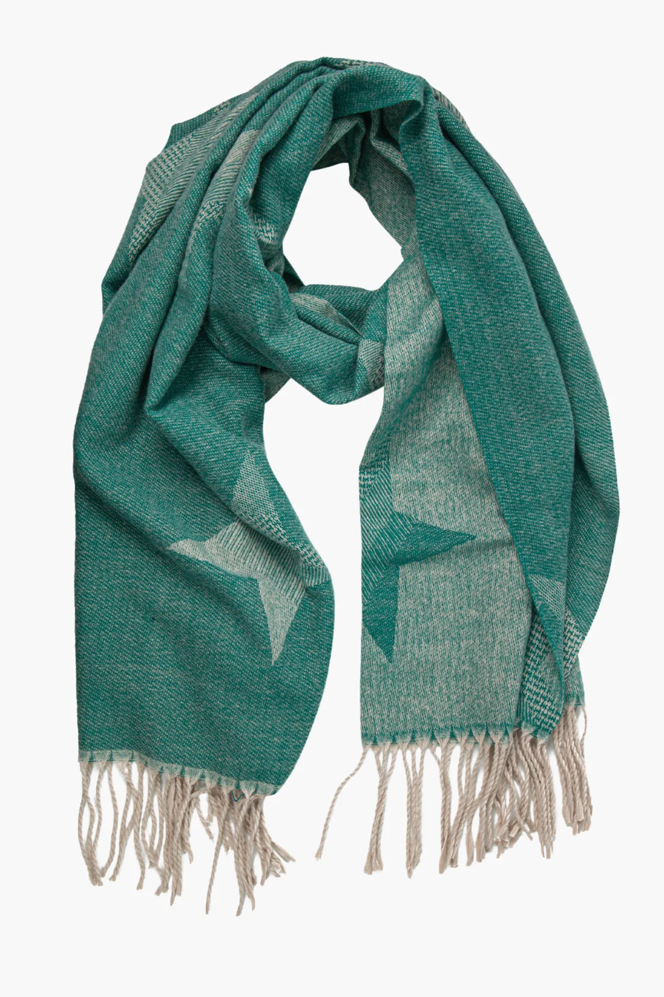 Teal Large Ombre Star Print Heavyweight Scarf