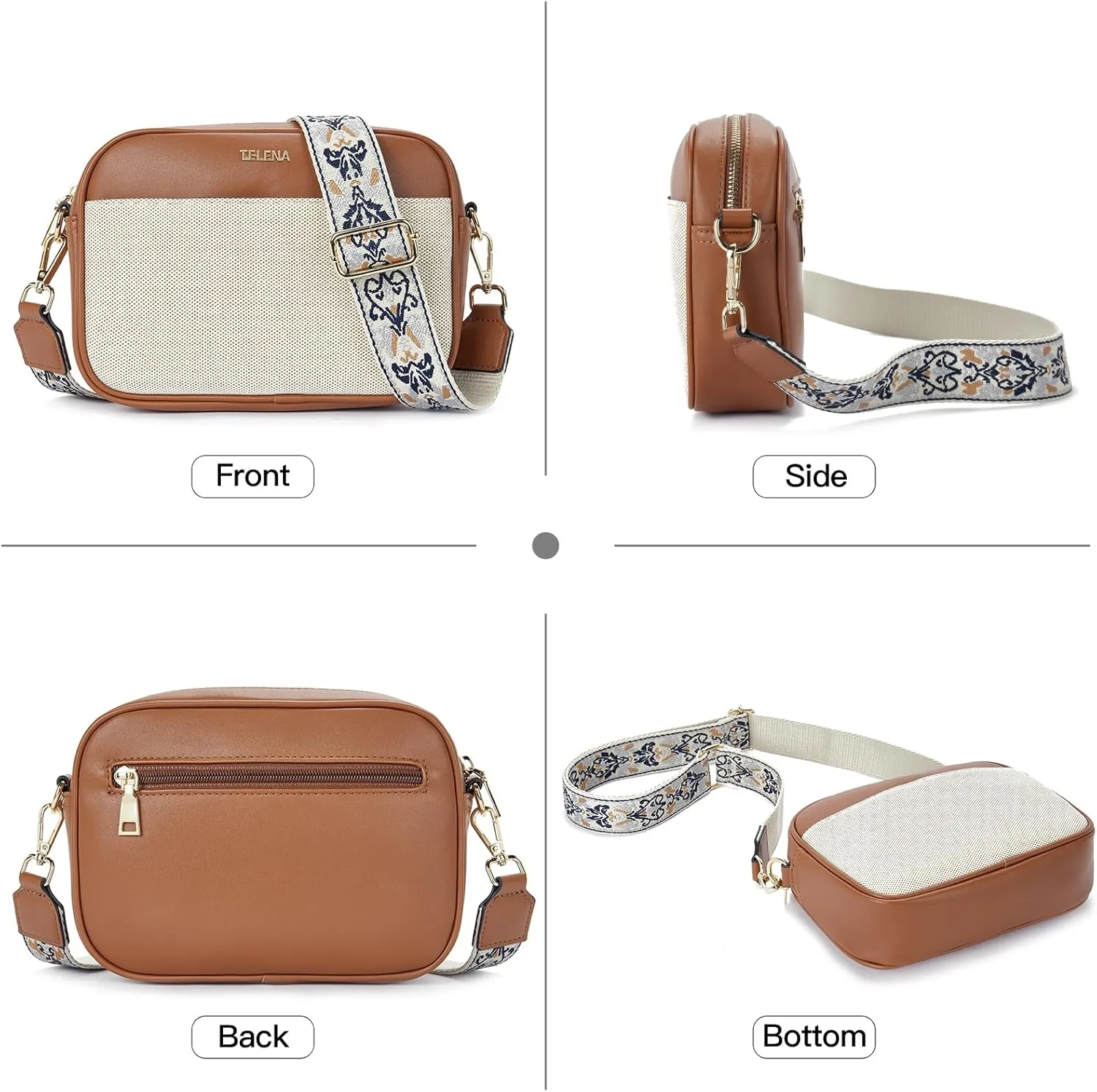 Telena Crossbody Purse for Women Small Crossbody Bags Trendy Vegan Leather with Adjustable Shoulder Strap