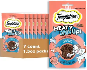 Temptations Meaty MixUps with Salmon & Tuna Savory Cat Treats, 1.5 oz. Pouches (Pack of 7)
