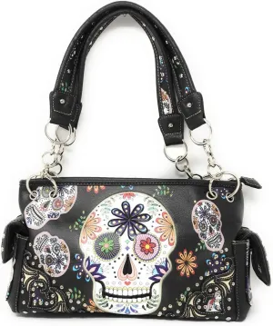 Texas West Women's Flora Candy Skull Handbag Purse in 3 colors