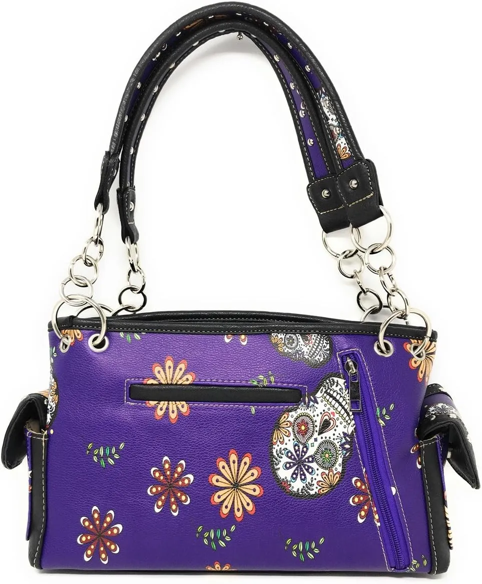 Texas West Women's Flora Candy Skull Handbag Purse in 3 colors