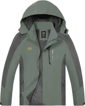 TEZO Mens Rain Jacket Waterproof with Hooded Hiking Coat Lightweight Windbreaker
