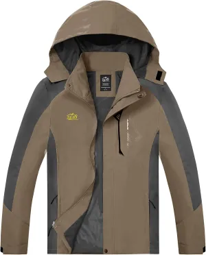 TEZO Mens Rain Jacket Waterproof with Hooded Hiking Coat Lightweight Windbreaker