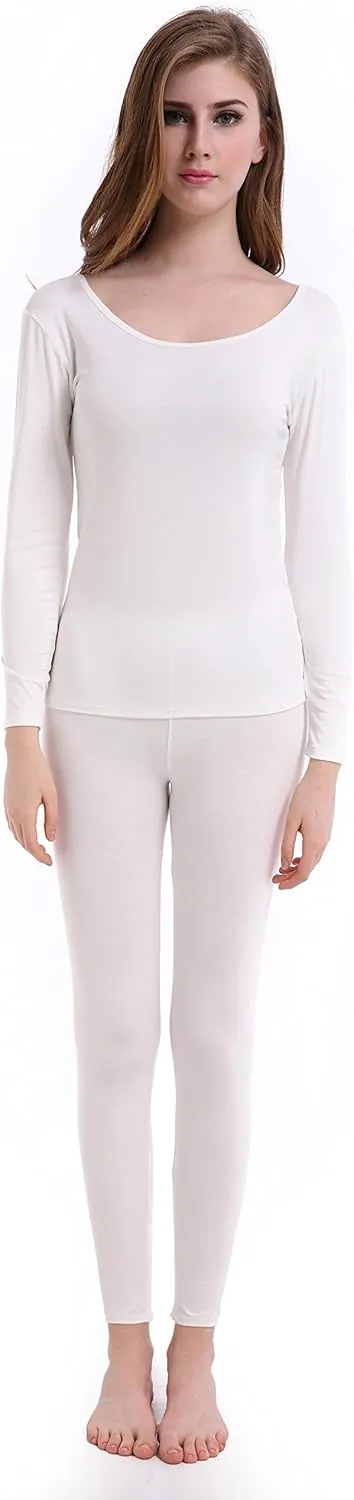 Thermal Underwear Women Long - Scoop Neck Ultra - Thin Johns Set Top & Bottom