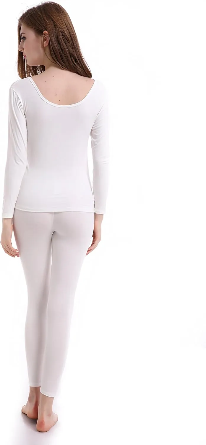 Thermal Underwear Women Long - Scoop Neck Ultra - Thin Johns Set Top & Bottom