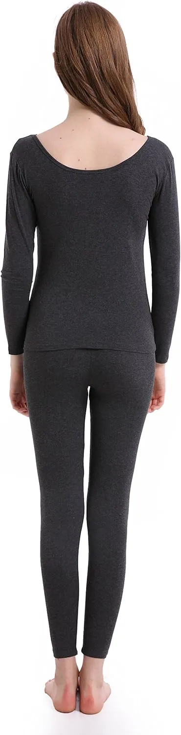 Thermal Underwear Women Long - Scoop Neck Ultra - Thin Johns Set Top & Bottom