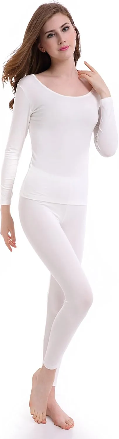 Thermal Underwear Women Long - Scoop Neck Ultra - Thin Johns Set Top & Bottom