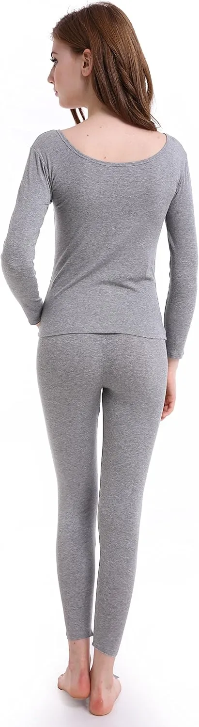 Thermal Underwear Women Long - Scoop Neck Ultra - Thin Johns Set Top & Bottom